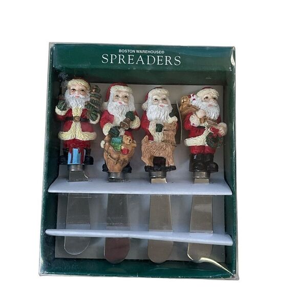 Boston Warehouse Spreaders Santa Set of 4 Stainless Steel - Picture 1 of 4